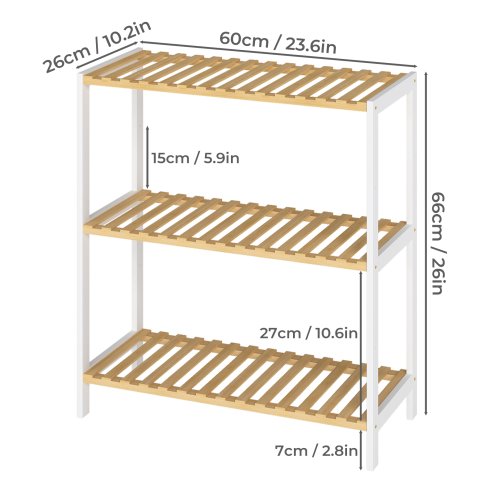 Levede Bamboo Storage Shelf 3-Tier Organiser Shelving Unit Stand Shoe Rack