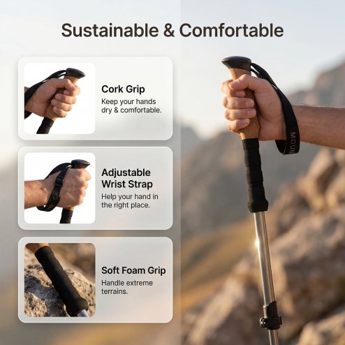 Mountview Trekking Poles Aluminum 7075-T6 Lightweight Hiking Sticks 2 PCS