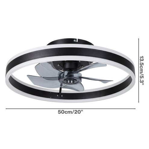 Emitto Ceiling Fan with Lights Remote Modern LED Dimmable Quiet 6 Speeds Black