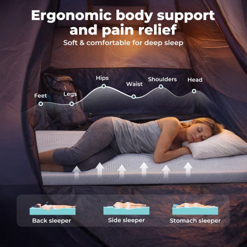 Lavio Gel Memory Foam Mattress Topper Camping Bed Car Mattress Roll Floor Mat