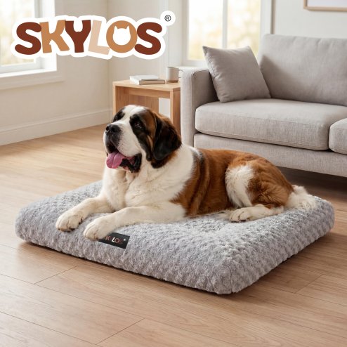 SKYLOS Large Dog Bed Plush Soft Rose Velvet Non-Slip Pet Crate Keneel Mat 4XL