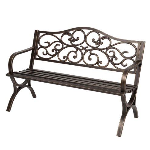 Levede Garden Bench,Outdoor Bench,300kg Metal,Floral Pattern Bronze