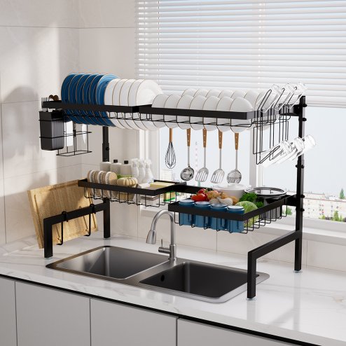 TOQUE Dish Drainer Rack Over the Sink Dish Drying Rack