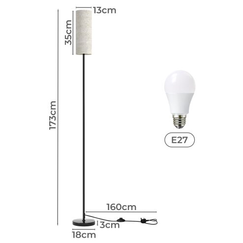Emitto Led Floor Lamp Bedside Light Dimmable Remote & Foot Switch Bulb Included