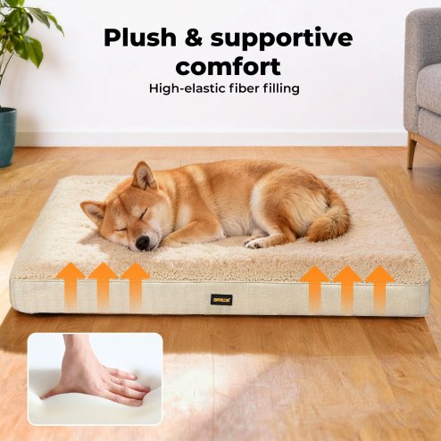 Skylos Pet Bed Large Washable Dog Cushion Crate Mattress Non Slip 90x60cm Soft