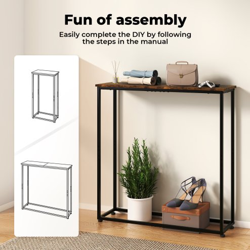 Console Hall Table Slim Entryway Hallway Sofa Table Display Shelf Industrial