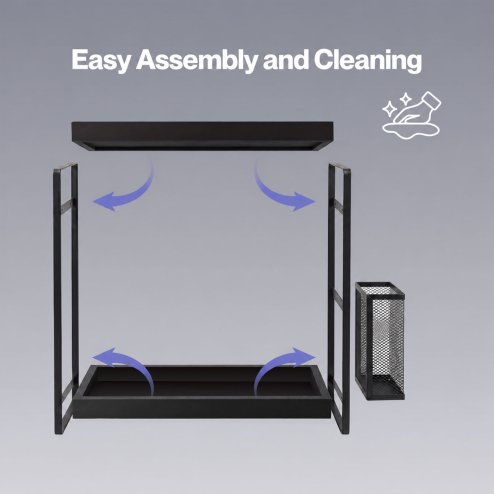 Levede Bathroom Organiser Countertop 2 Tier Perfume Skincare Storage Shelf Black