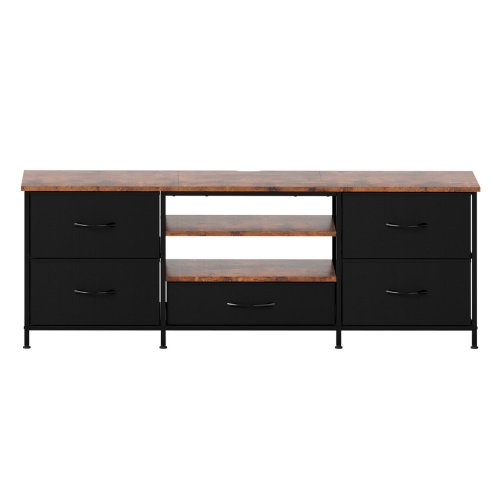 Levede TV Stand Cabinet Entertainment Unit Stand 140cm 5 Drawers Storage Shelves