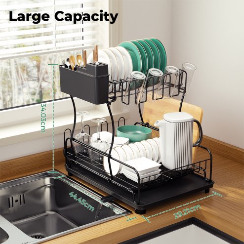 TOQUE Kitchen Dish Drainer Rack Extendable
