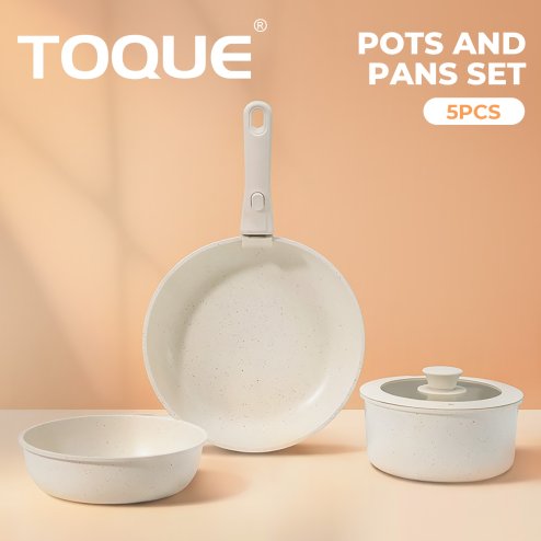 Toque 5PCS Cookware Set Non-Stick Pots and Sauce Pans Set with Detachable Handle