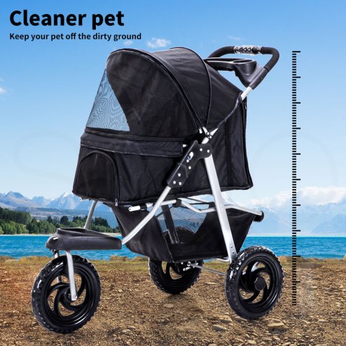 Skylos Pet Stroller Pram Dog Carrier Trailer Strollers 3 Wheels Foldable Large