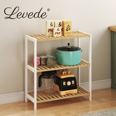 Levede Bamboo Storage Shelf 3-Tier Organiser Shelving Unit Stand Shoe Rack