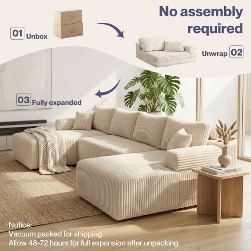 Levede Modular Sectional Sofa Bed 3 Seater U Shaped Convertible Soft Boneless