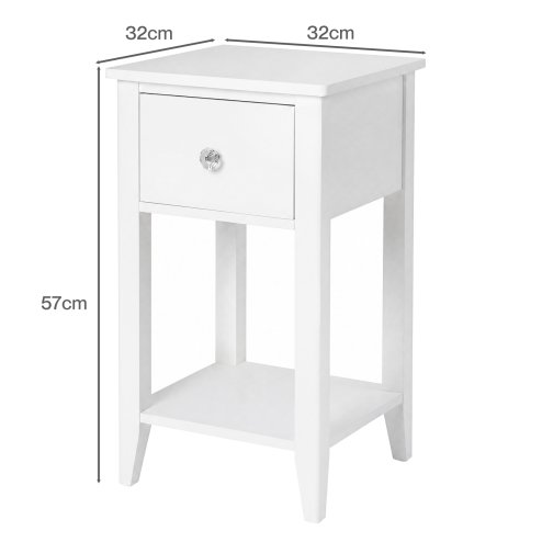 Levede Bedside Table Slim Modern End Table Drawer & Shelf Bedroom White