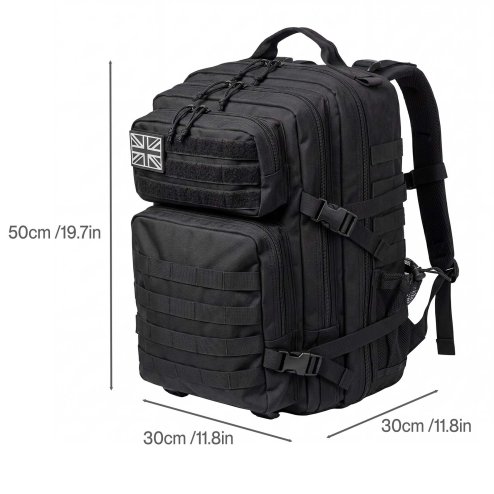 Swifto Military Backpack 45L, Tactical Backpack, 900D Oxford, Black