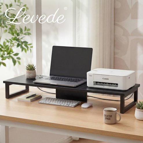 Levede Computer Monitor Stand Riser Office Dual Screen Shelf Desktop Organiser