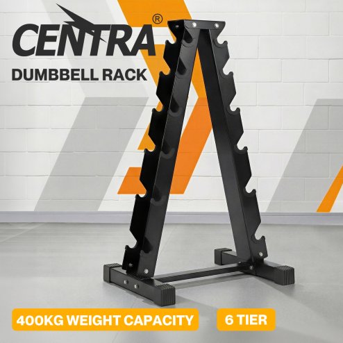 Centra Hex Dumbbells Stand 5-40kg Set Weight Storage Holder Rack Steel 6 Tier