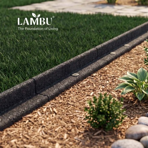 Lambu Garden Edging Border 5 Pack Bendable Lawn Landscape Edging Paths Grey