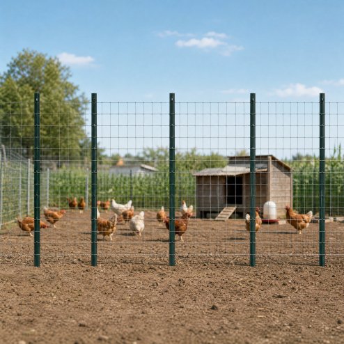 Metal Fence Posts 3Ft 10Pc Set U Shape Powder Coated for Garden Boundary Green