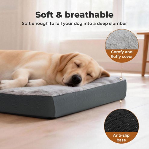 SKYLOS Washable Dog Bed Waterproof Plush Non-Slip Pet Mattress for Medium Dogs