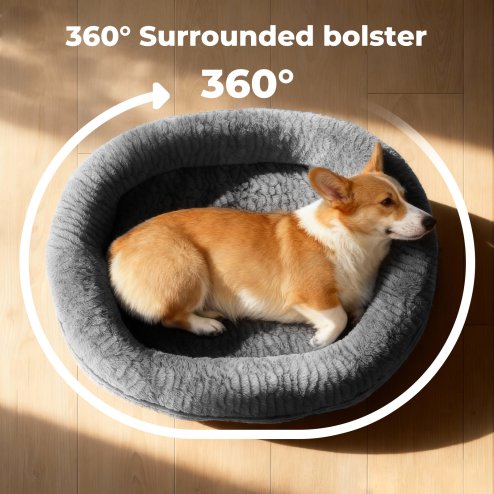 Skylos Orthopedic Plush Dog Bed Soft Washable Pet Bed Grey Cosy Cushion XXL Size