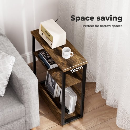 Levede 40x18x55cm Side Table with Storage Shelf Metal Frame