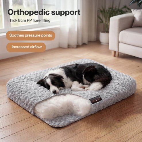 SKYLOS Small Dog Bed Soft Rose Velvet Non-Slip Pet Crate Keneel Mattress Mat