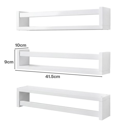 Levede Nursery Book Shelves Kids Wall Floating Shelf White Solid Wood 3 Pack