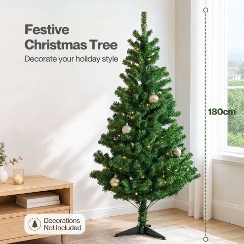 Santaco Christmas Tree 180Cm Artificial Xmas Spruce 483 PVC Stand Indoor Green