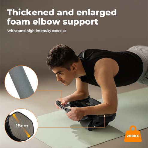 Centra Healthy Belly Wheel Auto Rebound Ab Roller 4 Wheel Soft Elbow Knee Pads