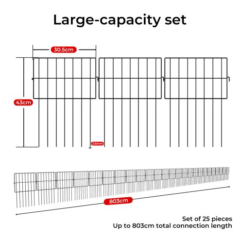 Levede 25 Pack Animal Barrier Metal Decorative Garden Fence Outdoor Pet Border