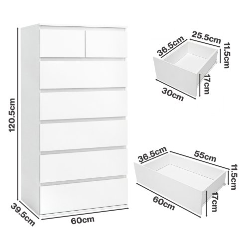 Levede Tall Chest of Drawers White Storage Cabinet for Bedroom Hallway Home