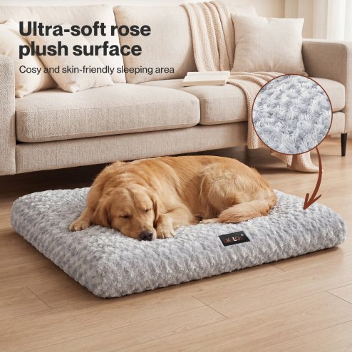 SKYLOS Large Dog Bed Plush Soft Rose Velvet Non-Slip Pet Crate Keneel Mat 4XL