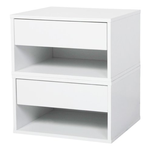 Levede Bedside Table Floating Set of 2 Wall Mounted Drawer Open Shelf White