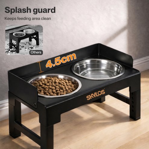 Skylos Elevated Pet Feeder Double Raised Dog Bowls 6 Height Food Water Feeding
