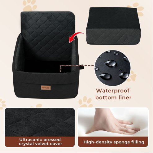 Skylos Dog Booster Car Seat Portable Travel Carrier Bed Basket Pet Puppy Black
