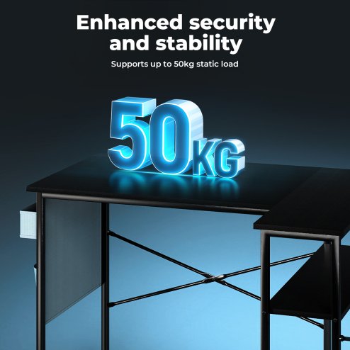 Levede L Shaped Gaming Desk with Storage Bag in Black Colour