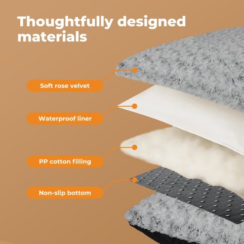 Skylos Pet Dog Bed for Calming Anti Anxiety Soft Plush Cushion Mat Washable