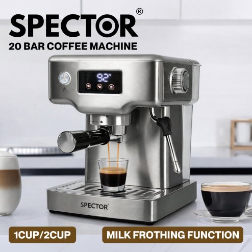 Spector Ultra Espresso Machine with LCD Display, Barista Coffee Machine