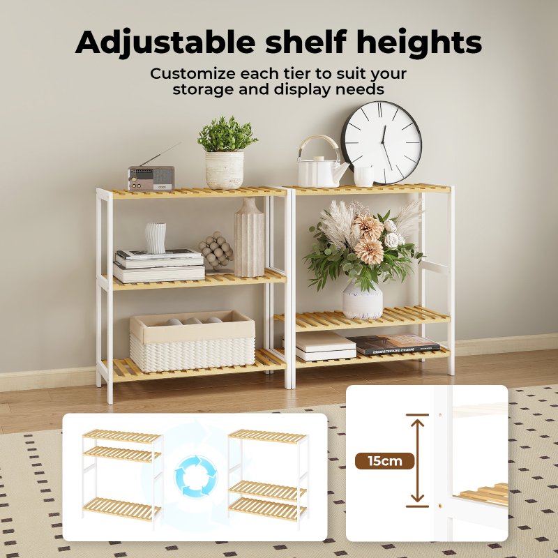 Levede Bamboo Storage Shelf 3-Tier Organiser Shelving Unit Stand Shoe Rack