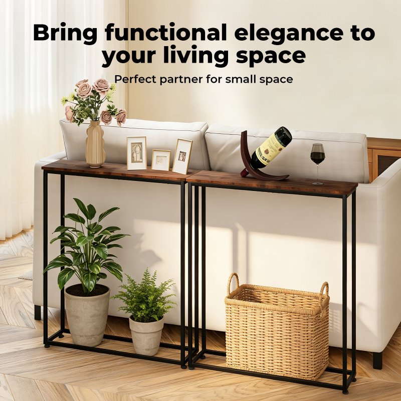 Console Hall Table Slim Entryway Hallway Sofa Table Display Shelf Industrial