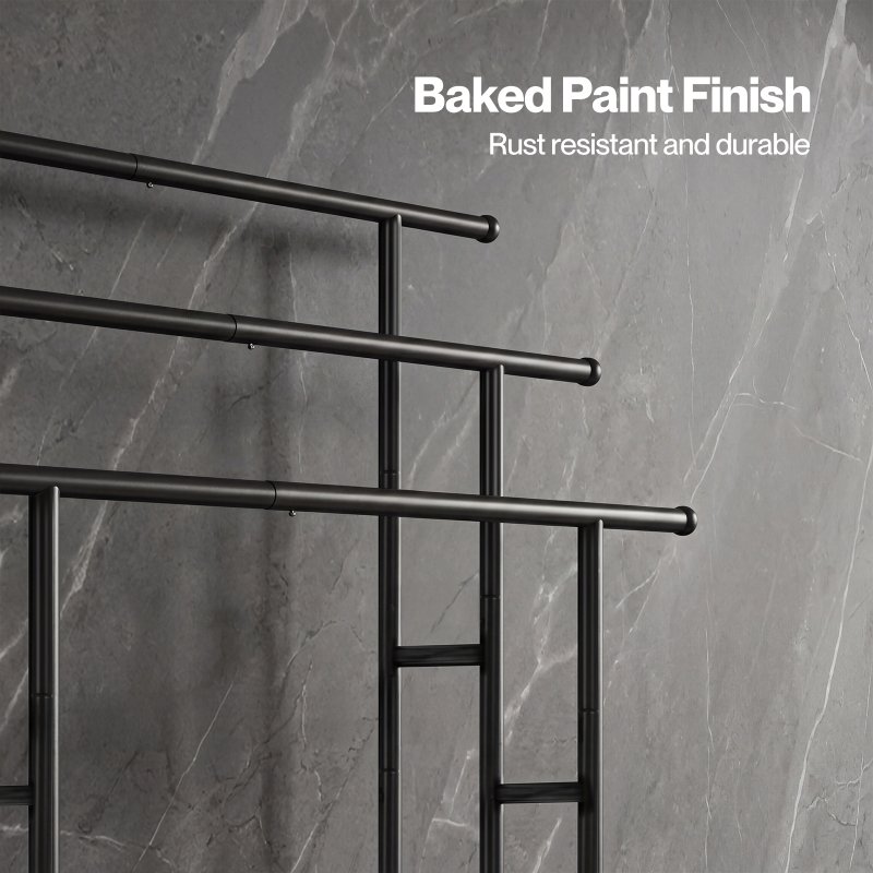 Levede Towel Rail Metal Rack With Basket 3-Tier Storage Anti-Slip Foot Black