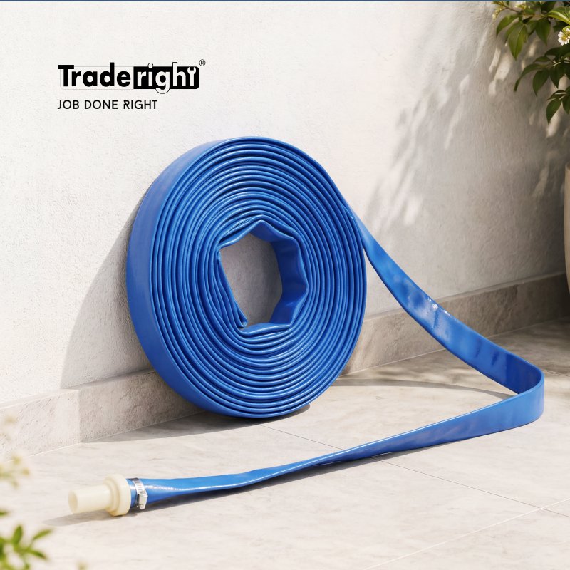 TradeRight Hose Pipe 1 Inch Reinforced PVC 20m for Home Pool Drainage Pump Blue