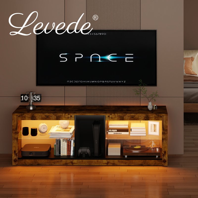 Levede TV Unit Cabinet Stand LED Storage Height Adjustable Living Room Wood RGB