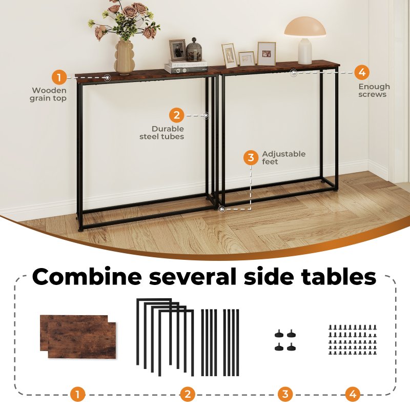 Console Hall Table Slim Entryway Hallway Sofa Table Display Shelf Industrial