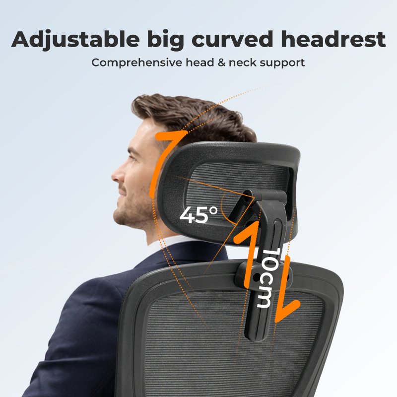 Office Computer Chair Mesh Ergonomic Lumbar Support Swivel with Armrest Headrest