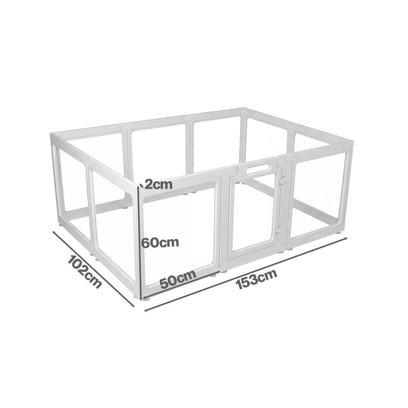 Skylos Dog Pen, Transparent Dog Playpen, 153x102x60cm, HDPE Acrylic, White