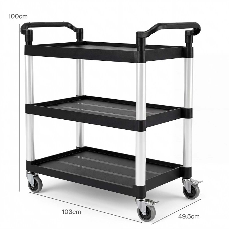 Levede Tool Trolley 3 Tier Rolling Storage Cart Multi-functional Workplace Black
