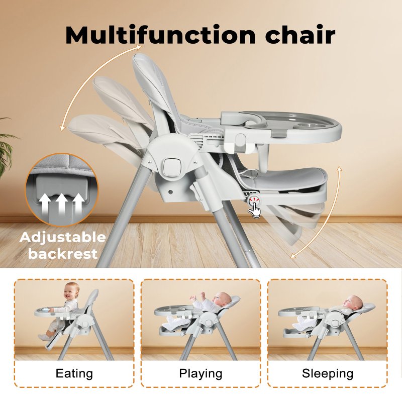 Dekko Baby High Chair 4 in1 Foldable Toddler Feeding Table Adjustable Portable