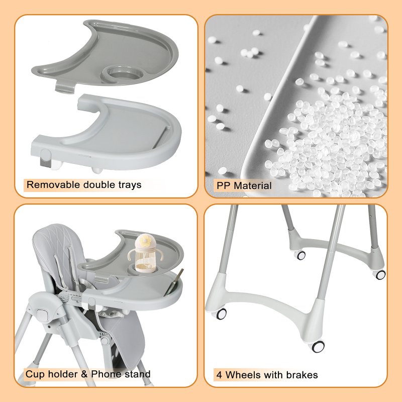 Dekko Baby High Chair 4 in1 Foldable Toddler Feeding Table Adjustable Portable